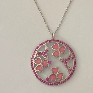 935 Silver clover necklace handmade enamel cz